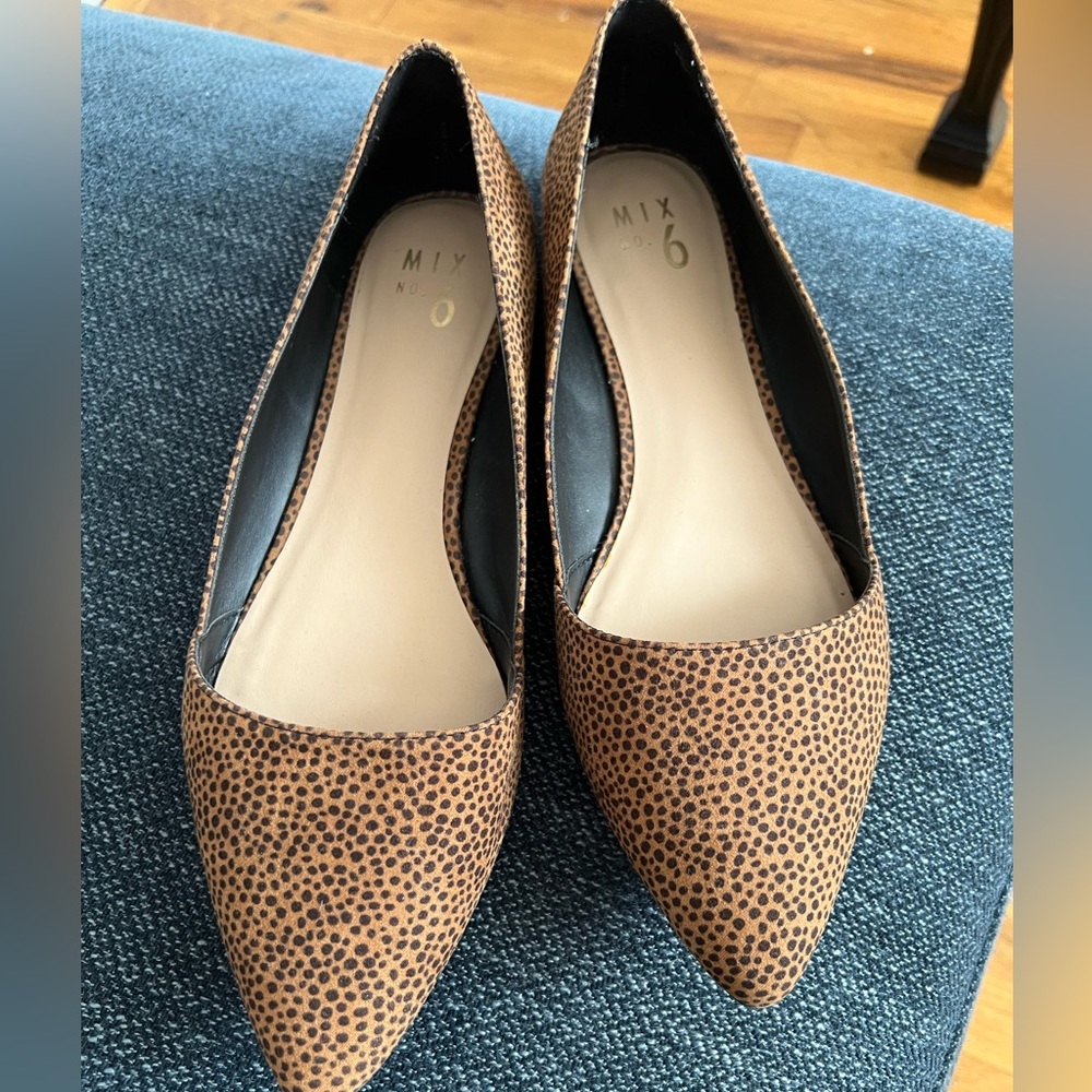 Mix no. 6 Leopard Print Pointed Slide On Shoes Ballet Flats